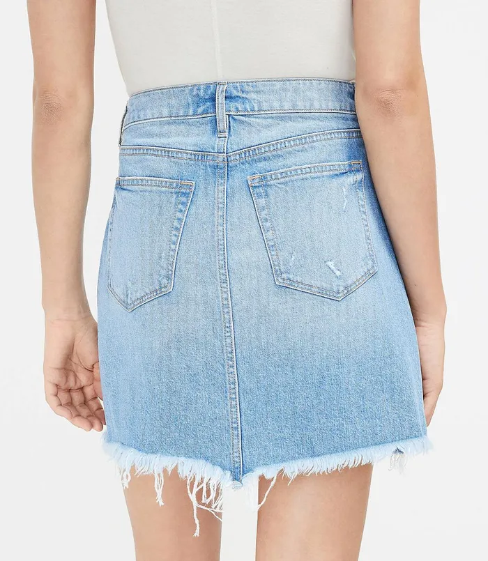 LOFT Frayed Denim Shift Skirt Dark Rinse Women Skirts