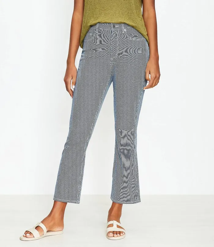 LOFT High Rise Kick Crop Jeans In Indigo Stripe Indigo Stripe Women Jeans