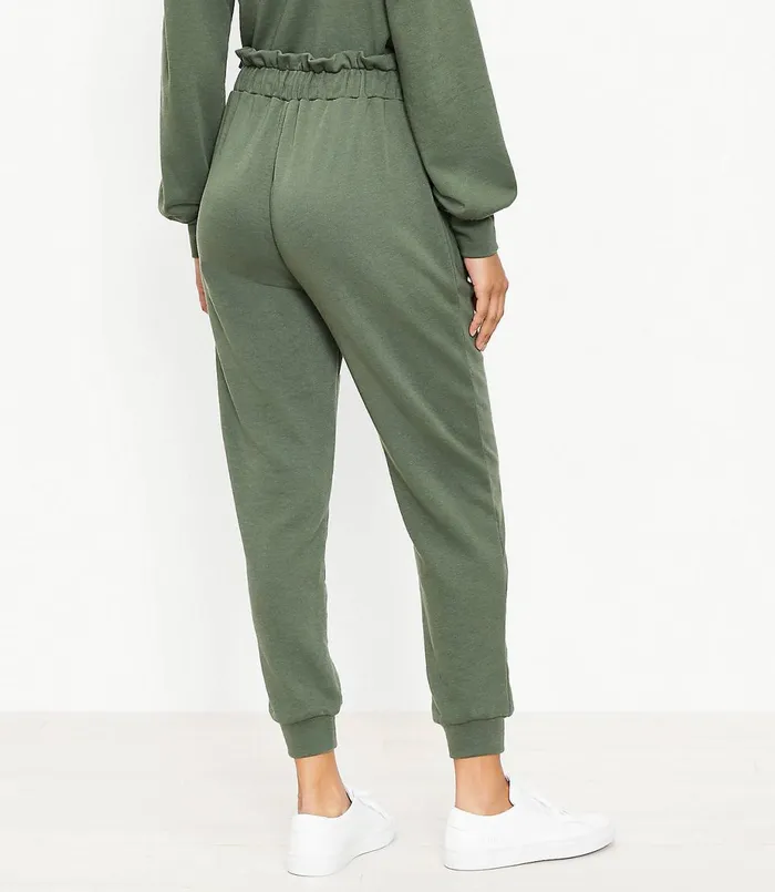 LOFT Lou and Grey Ruffle Terry Sweatpants Fresh Thyme Women Loungewear