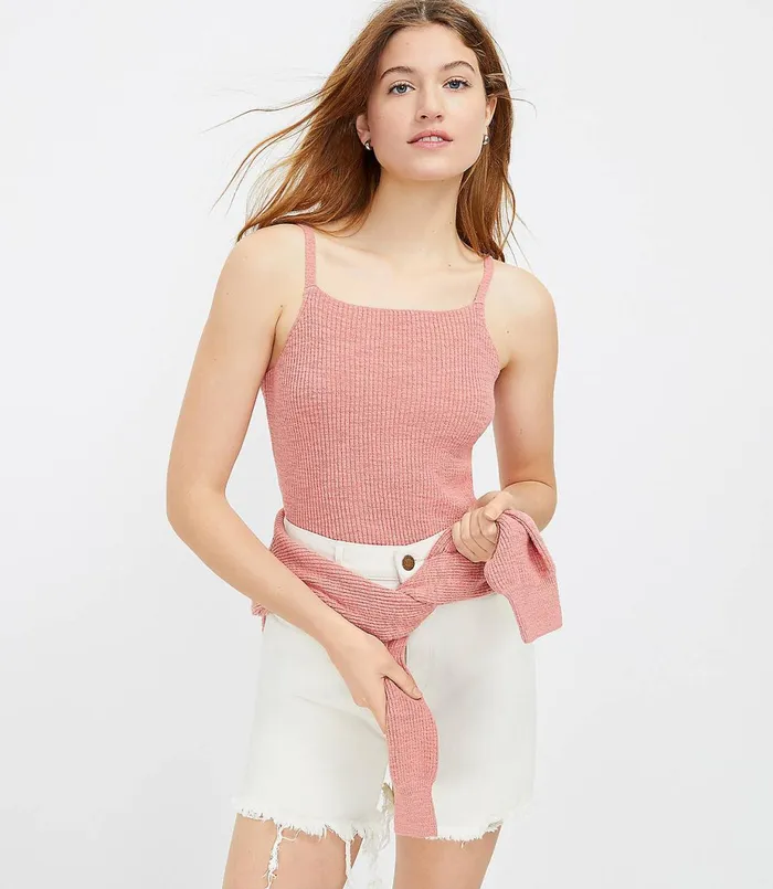 LOFT Petite Ribbed Sweater Tank Whisper White Women Petite Sweaters