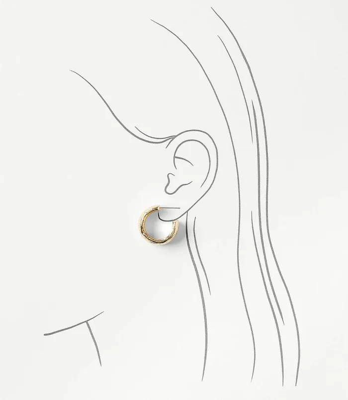 LOFT Textured Hoop Earrings Gold Women Jewelry