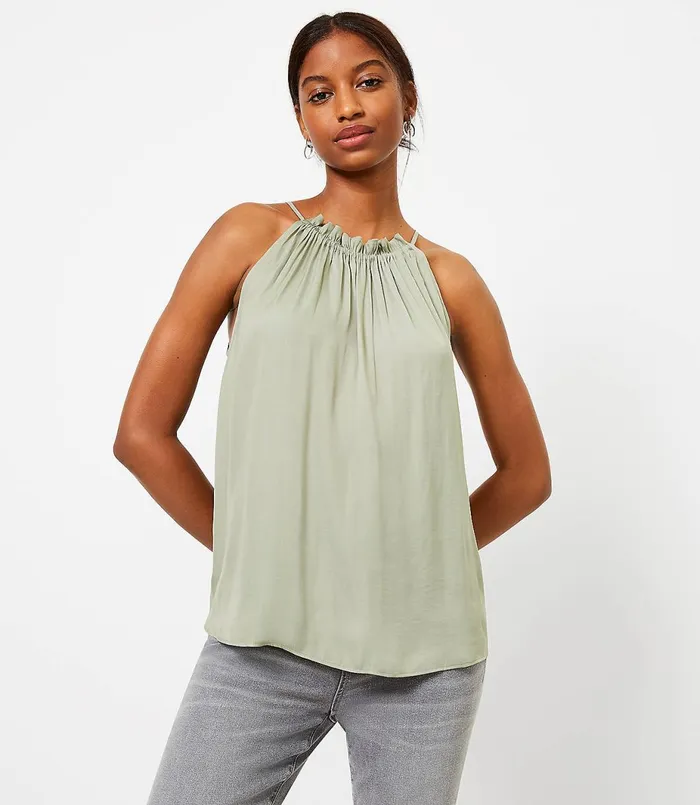 LOFT Tiered Halter Cami Sundried Vine Women Tops