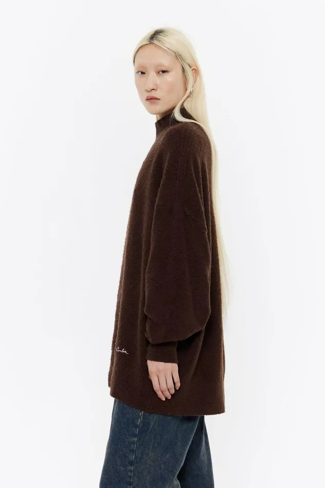 Long Dark Brown Cotton Sweater Dark Brown Women Bimba Y Lola Knitwear