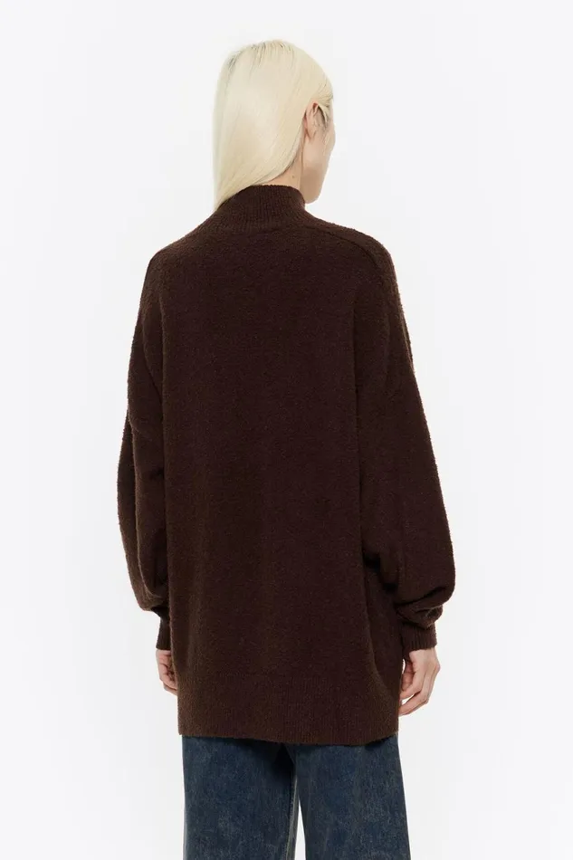 Long Dark Brown Cotton Sweater Dark Brown Women Bimba Y Lola Knitwear
