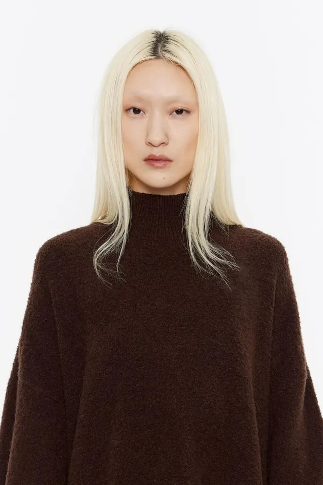 Long Dark Brown Cotton Sweater Dark Brown Women Bimba Y Lola Knitwear