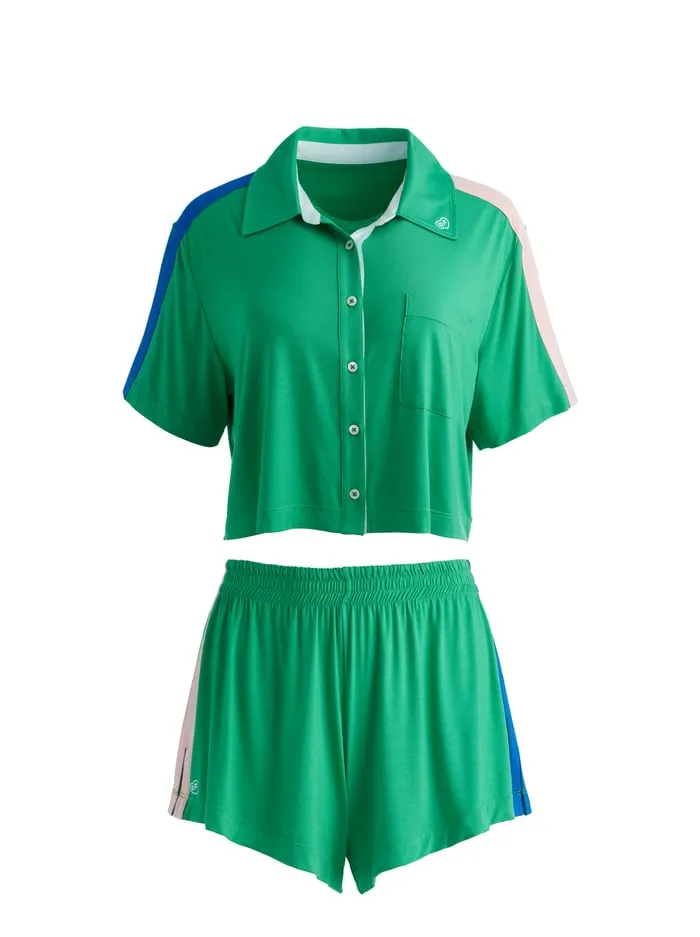 Loungewear Women Alice Olivia Big Feelings Madden Short Sleeve Pj Set Cheerful Green