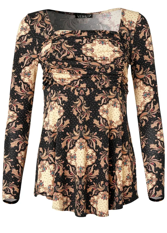 MEDALLION PRINT TOP Black Multi Women VENUS Casual Tops