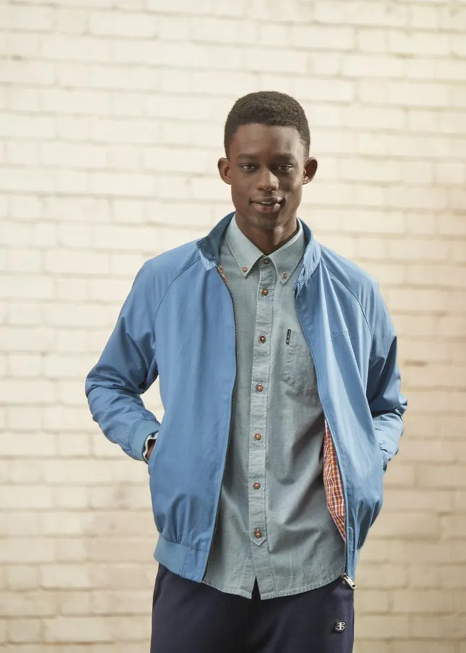 Men Ben Sherman Harrington Jackets Signature Harrington Jacket 8211 Wedgewood Blue