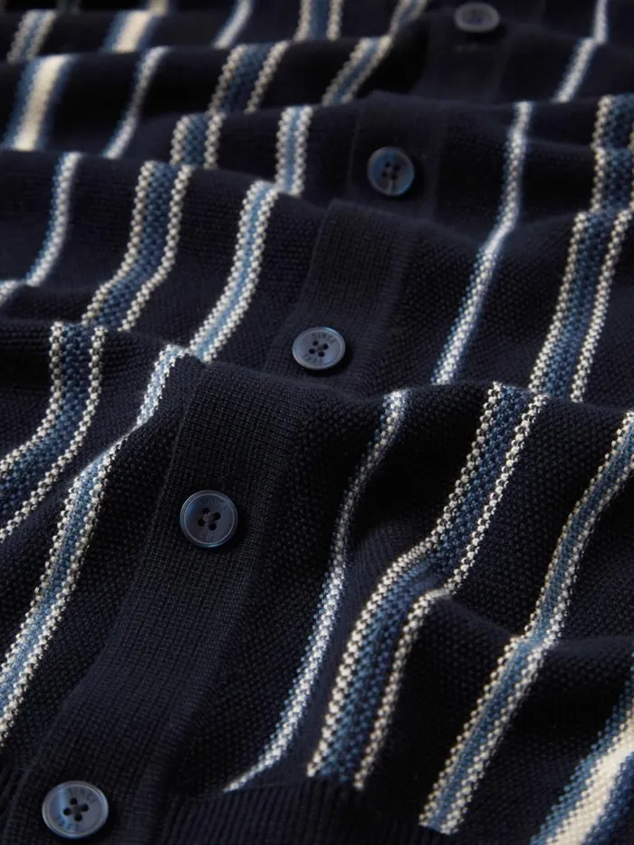 Men Ben Sherman Mod Knit Polos Relaxed Knit ButtonDown Polo 8211 Navy