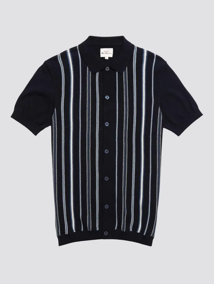 Men Ben Sherman Mod Knit Polos Relaxed Knit ButtonDown Polo 8211 Navy