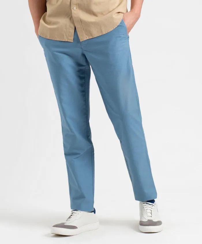Men Ben Sherman Pants and Chinos Beatnik Oxford Slim Taper Garment Dye Chino 8211 Dusty Blue