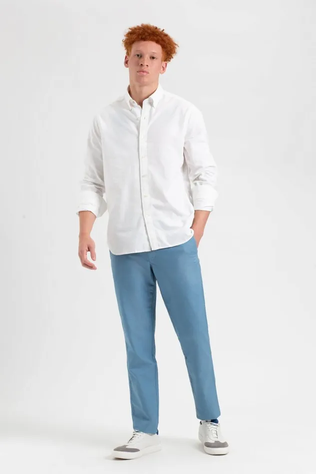 Men Ben Sherman Pants and Chinos Beatnik Oxford Slim Taper Garment Dye Chino 8211 Dusty Blue