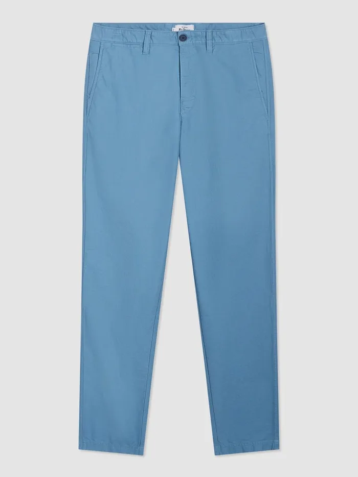 Men Ben Sherman Pants and Chinos Beatnik Oxford Slim Taper Garment Dye Chino 8211 Dusty Blue