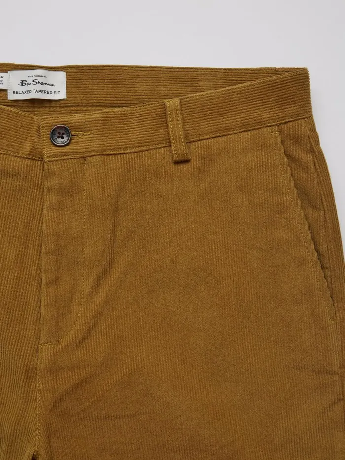 Men Ben Sherman Pants and Chinos Tapered Corduroy Trouser 8211 Bronze