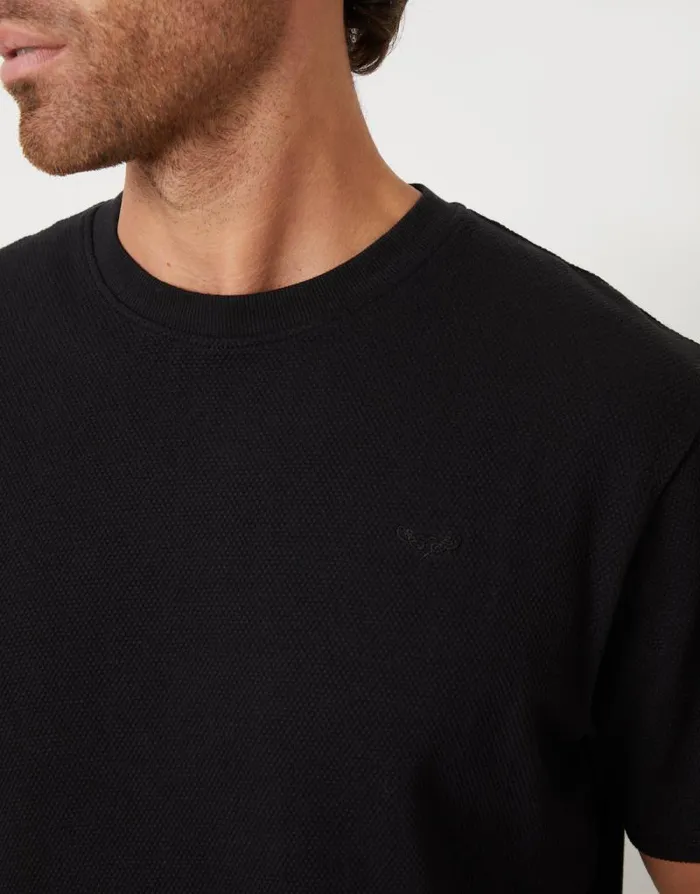 Men Black Textured Short Sleeve TShirt and Jogger Pyjamas 2Piece Set Threadbare Loungewear Sets Men Black Textured Short Sleeve TShirt and Jogger Pyjamas 2Piece Set Threadbare Loungewear Sets