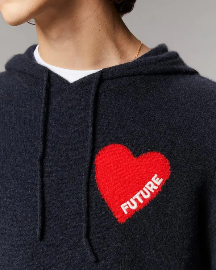 Men Cashmere Sweaters From Future Light Heart Hoodie Sweater Light Heather Gray