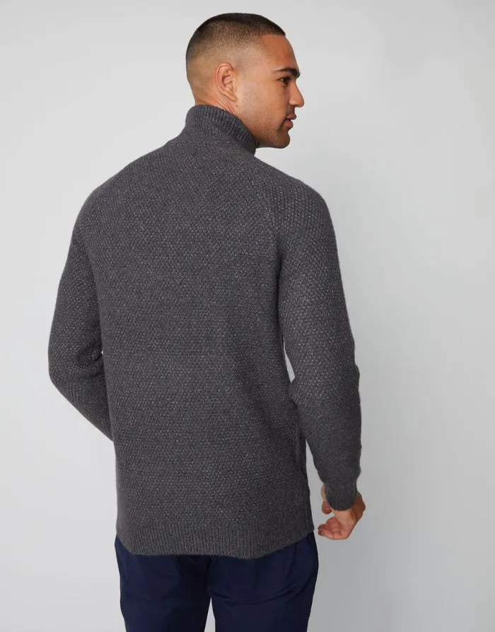 Men Charcoal Cable Knit Turtle Neck Jumper Threadbare Jumpers Men Charcoal Cable Knit Turtle Neck Jumper Threadbare Jumpers