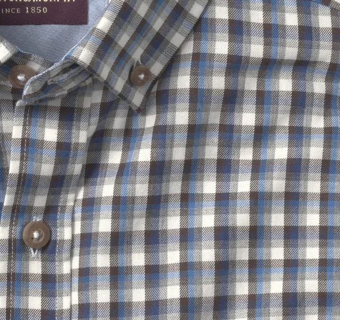 Men Heathered Shirt Whitemulti Triple Grid JohnstonandMurphy Shirts