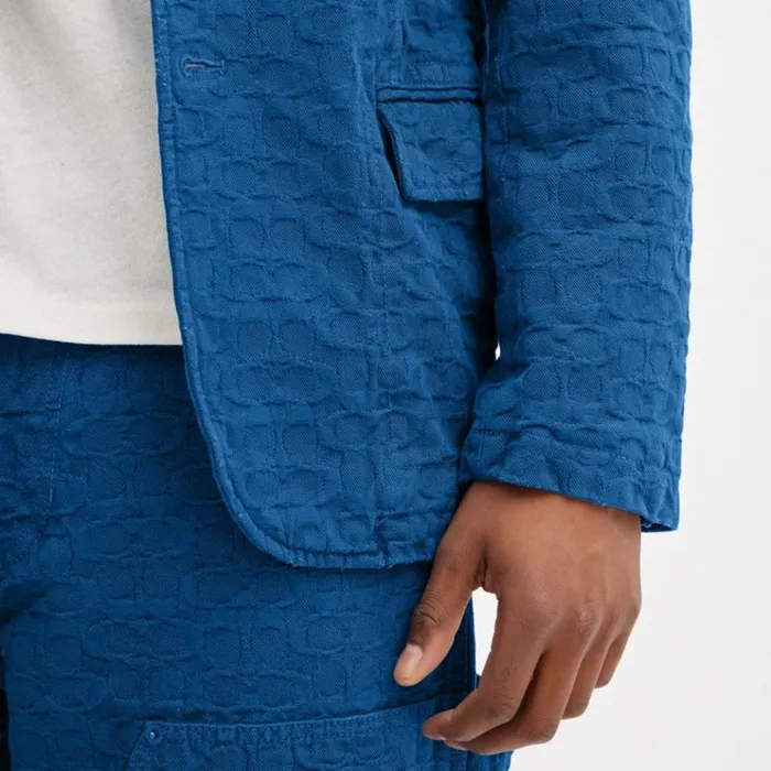 Men Jackets and Outerwear Coach Denim Blazer Royal Blue