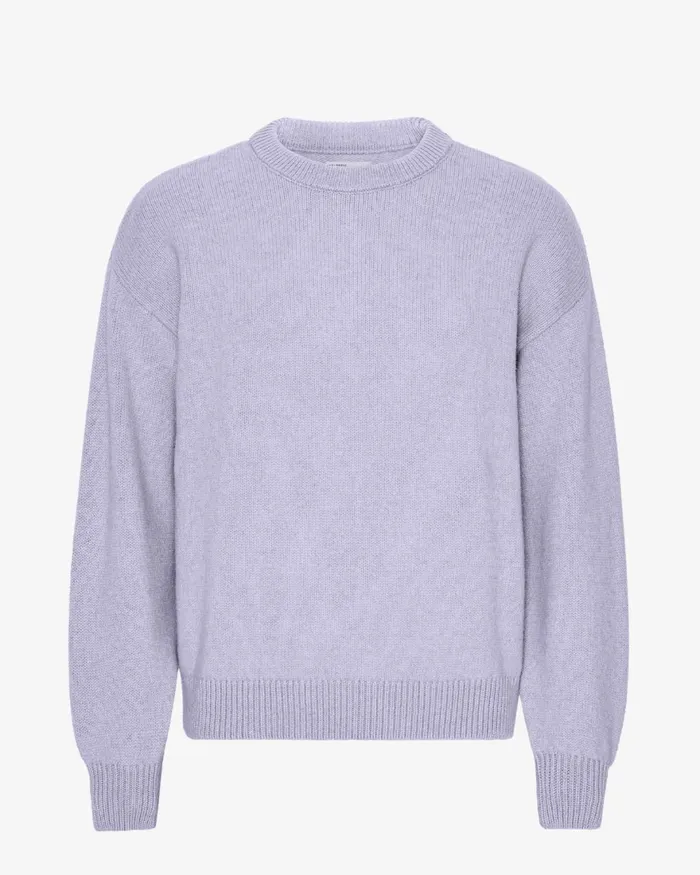Men Knit Sweaters Colorful Standard Oversized Merino Wool Crew Soft Lavender