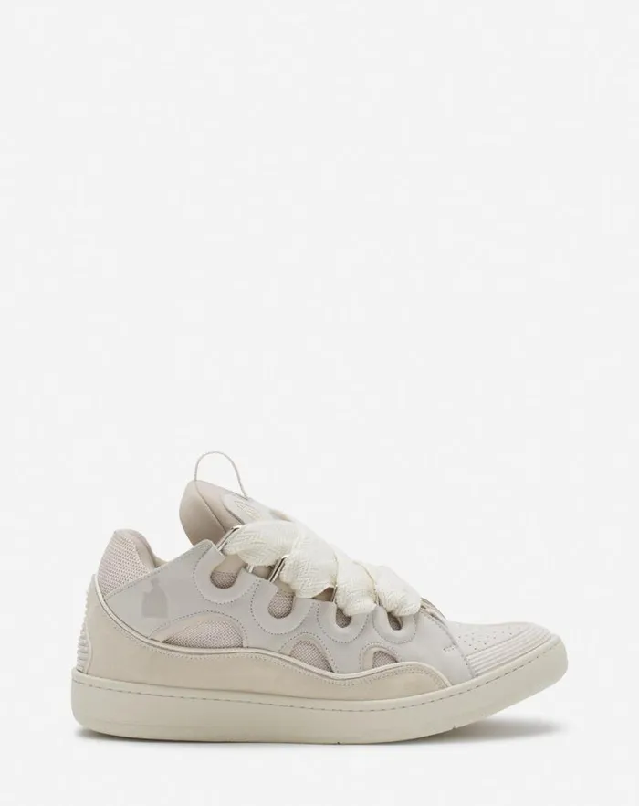 Men Lanvin Sneakers Leather Curb Sneakers Peach
