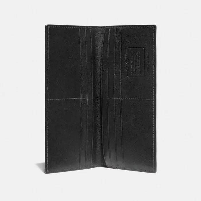 Men Large Wallets Coach Breast Pocket Wallet Black