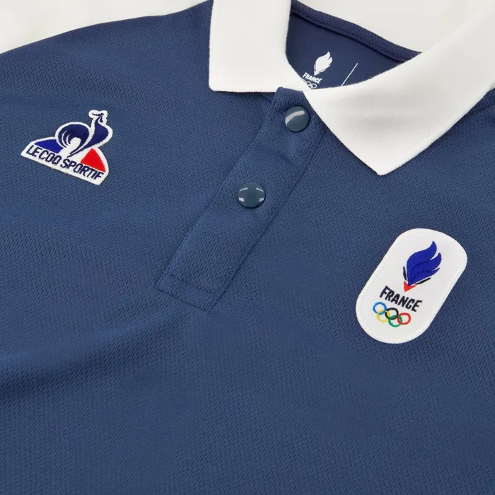 Men Le Coq Sportif Polos Shirts France039s Olympic Team Polo Shirt Insignia Bluemarshmallow