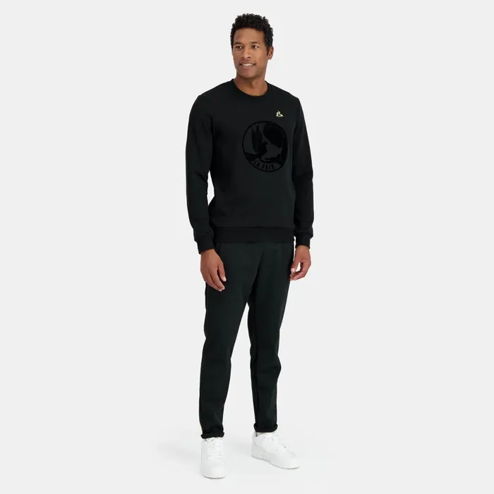 Men Le Coq Sportif Sweatshirts RoundNeck Sweatshirtshirt Motif La Paix Black