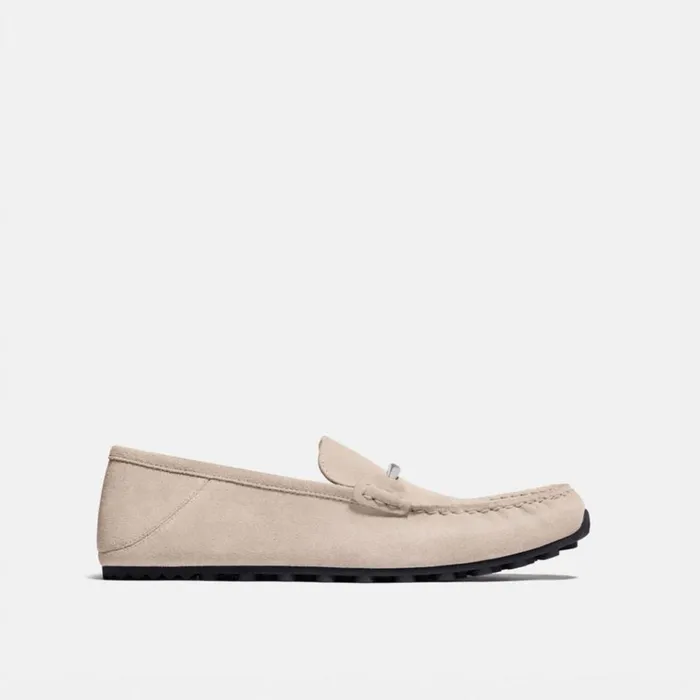 Men Loafers and Drivers Coach Collapsible Heel Driver Oat