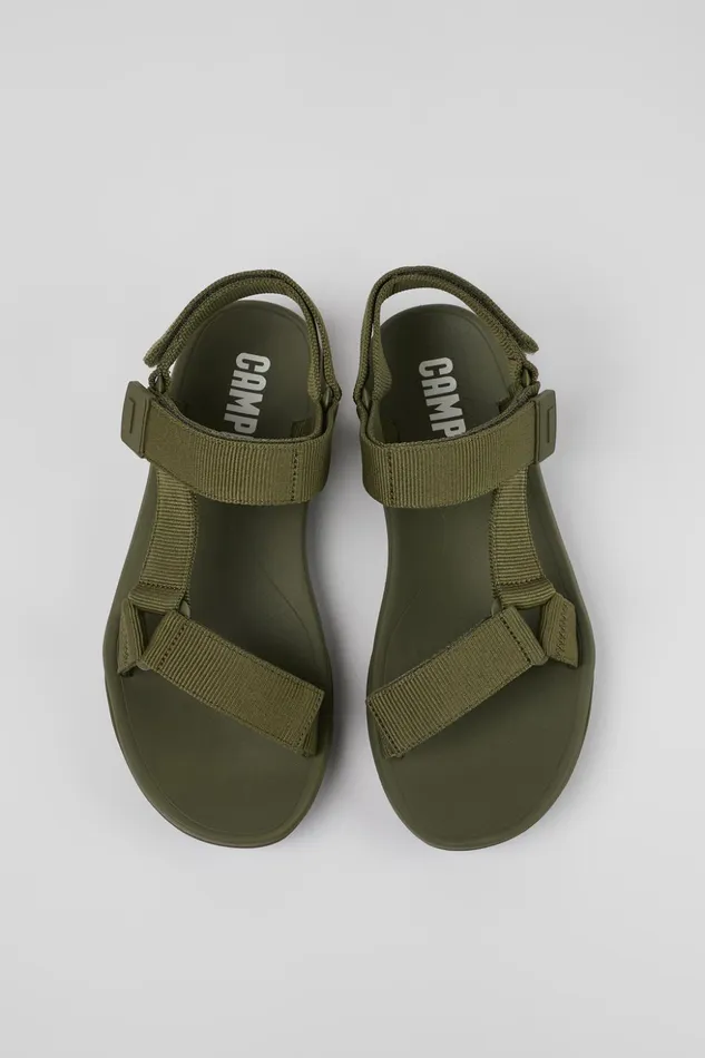Men Match Green Textile Sandal Camper Non Leather Shoes Men Match Green Textile Sandal Camper Non Leather Shoes