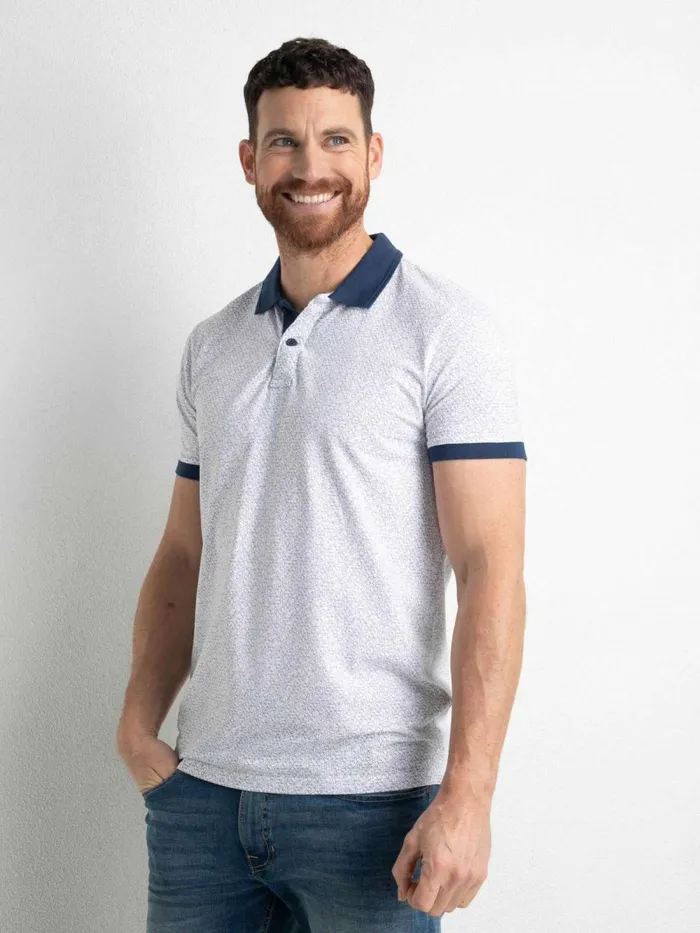 Men Polo Shirts Petrol Industries Polo Shirt With An AllOver Print Bright White