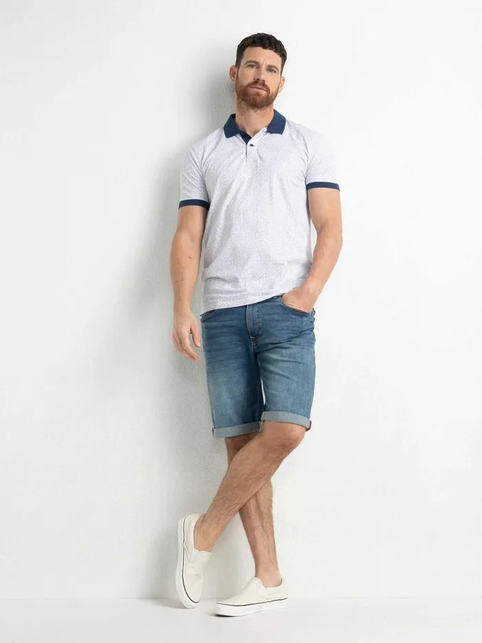 Men Polo Shirts Petrol Industries Polo Shirt With An AllOver Print Bright White