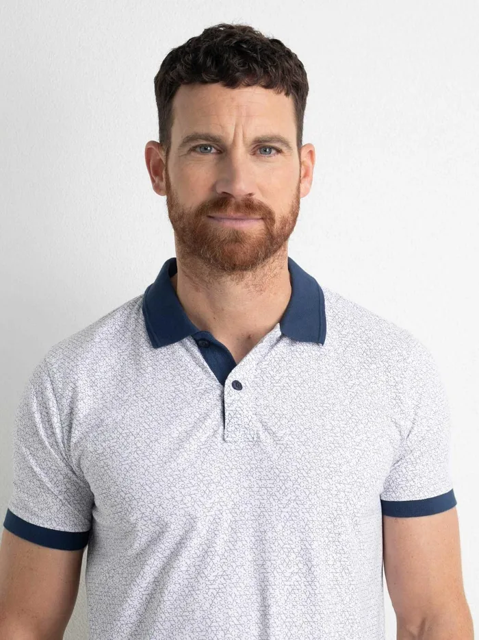Men Polo Shirts Petrol Industries Polo Shirt With An AllOver Print Bright White