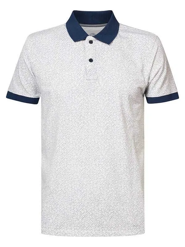 Men Polo Shirts Petrol Industries Polo Shirt With An AllOver Print Bright White
