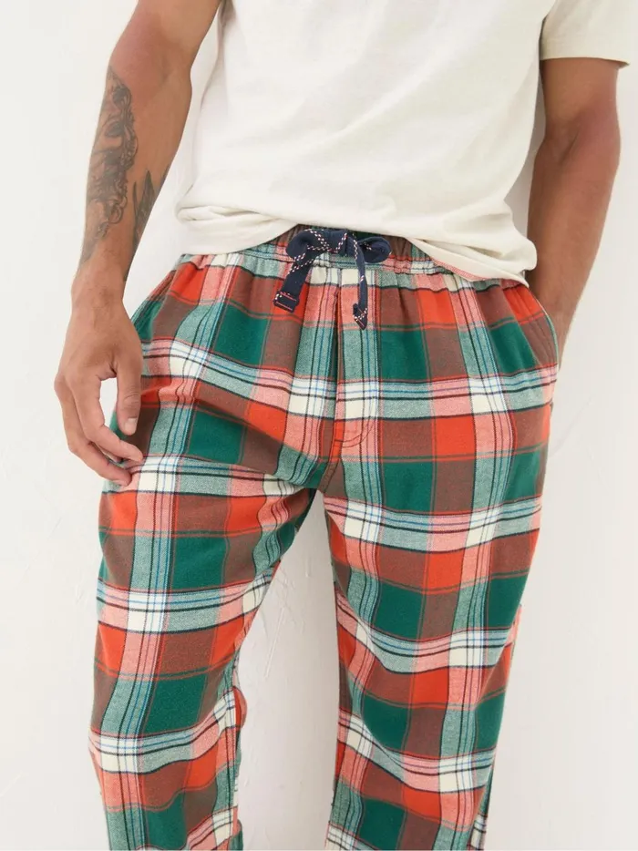 Men Pyjamas and Nightwear Fat Face Helmsley Orange Check Pyjama Bottoms