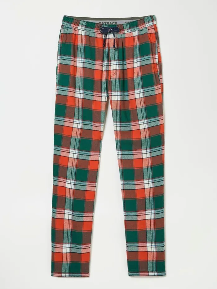 Men Pyjamas and Nightwear Fat Face Helmsley Orange Check Pyjama Bottoms