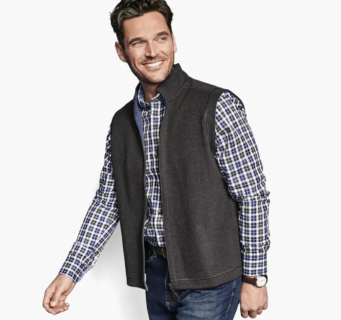 Men Reversible Solid Vest Charcoalblue JohnstonandMurphy Coats Jackets and Vests