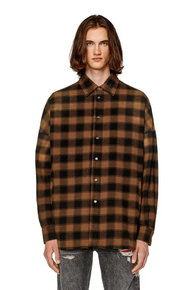 Men SLimoPkt Blackbrown Diesel Shirts Men SLimoPkt Blackbrown Diesel Shirts