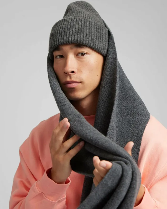 Men Scarves Colorful Standard Merino Wool Scarf Stone Blue