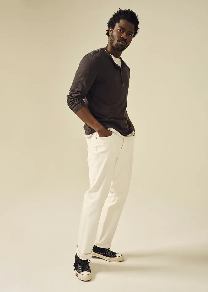 Men Shirts Citizens Of Humanity Classic Henley In Washed Black