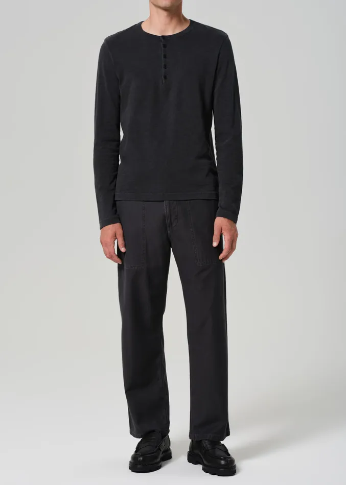 Men Shirts Citizens Of Humanity Classic Henley In Washed Black