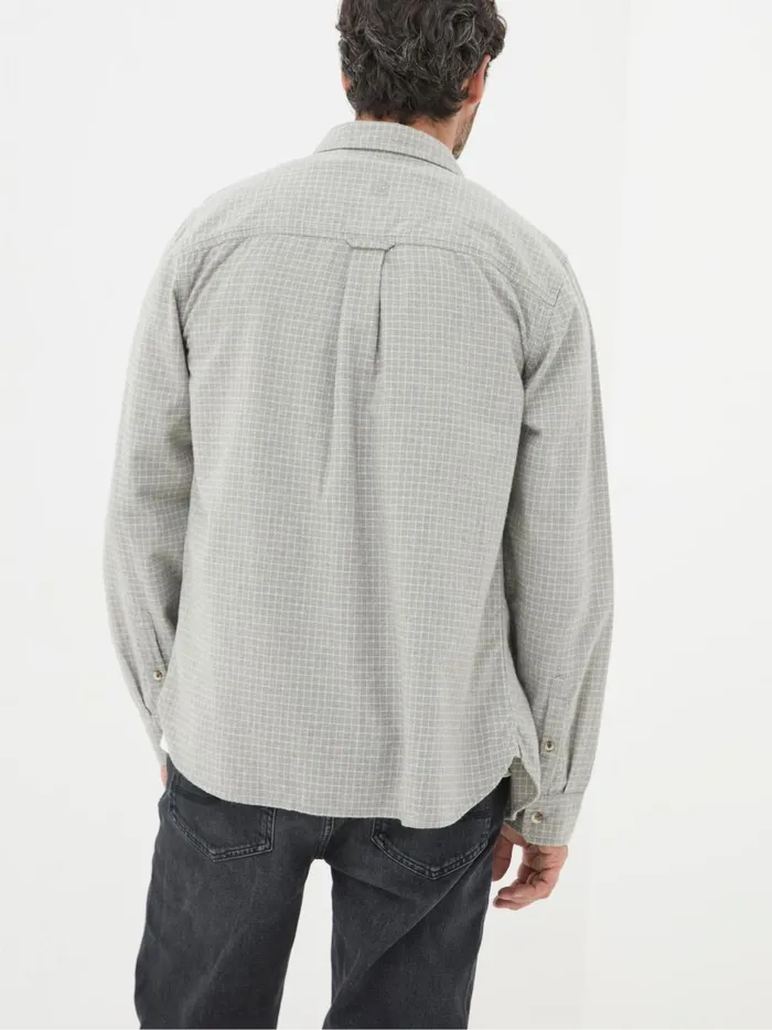 Men Shirts Fat Face Grey Long Sleeve Grantham Grid Check 100 Cotton Shirt