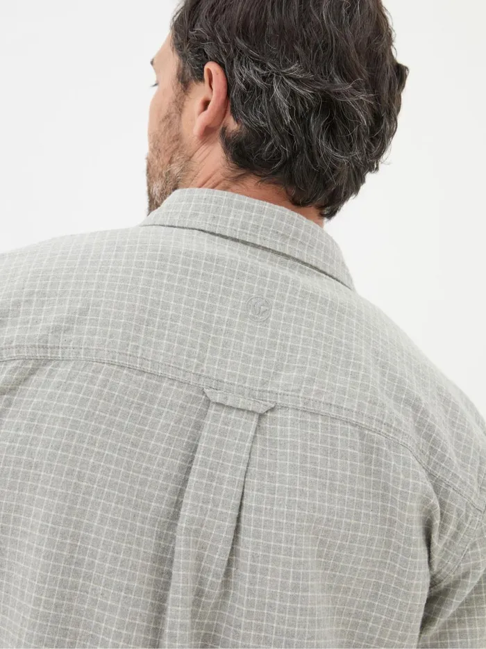 Men Shirts Fat Face Grey Long Sleeve Grantham Grid Check 100 Cotton Shirt