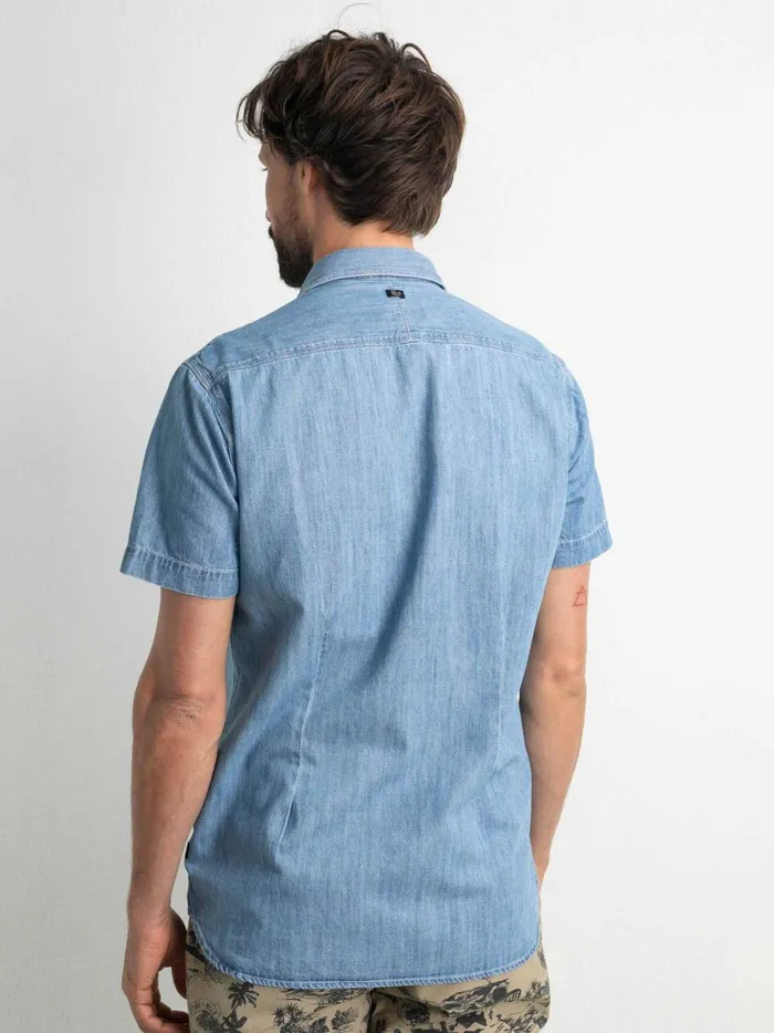 Men Shirts Petrol Industries Denim Shirt Bleached Indigo