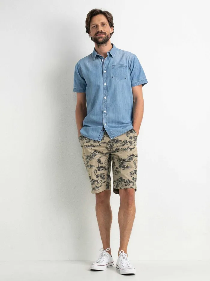 Men Shirts Petrol Industries Denim Shirt Bleached Indigo