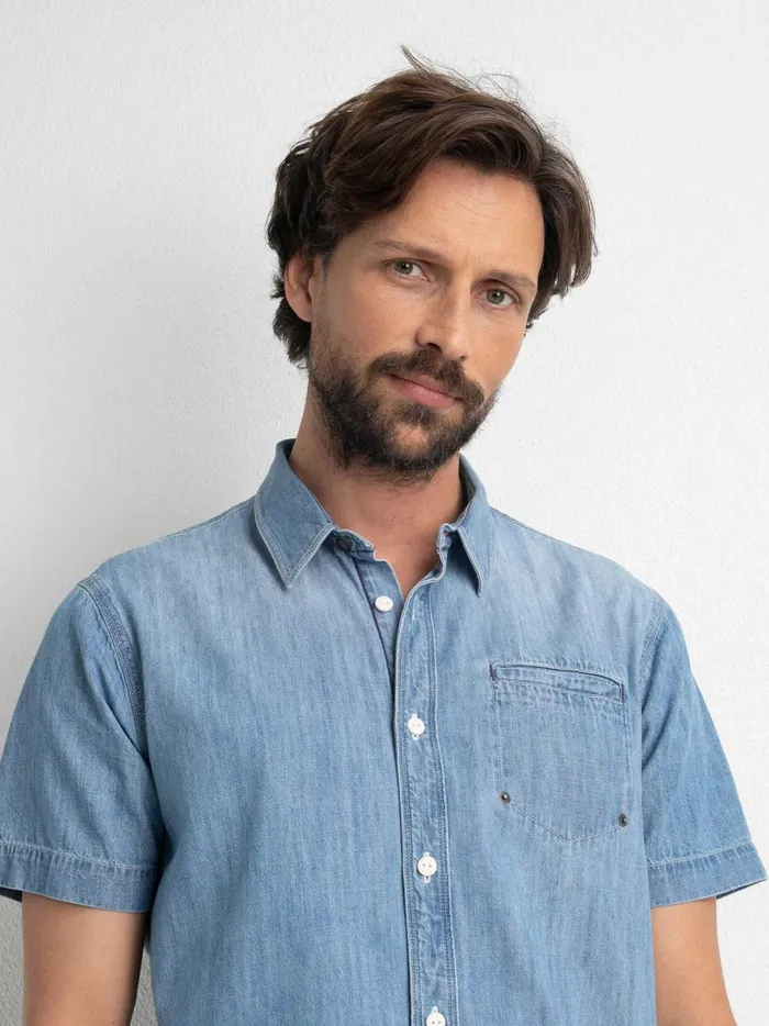 Men Shirts Petrol Industries Denim Shirt Bleached Indigo