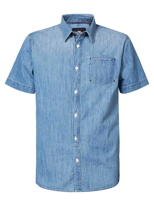 Men Shirts Petrol Industries Denim Shirt Bleached Indigo