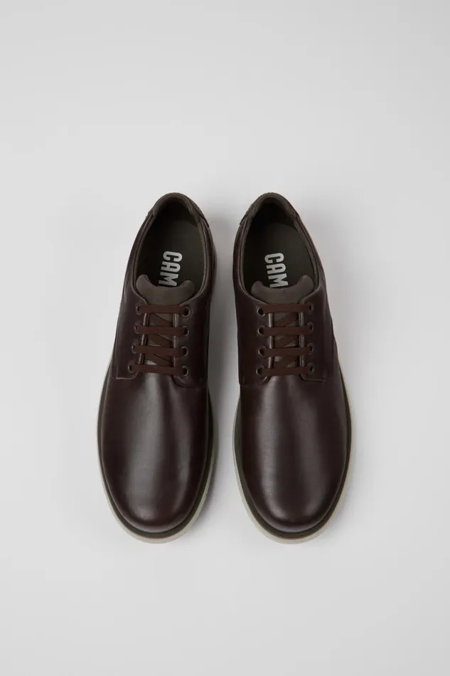 Men Smith Brown Leather Shoes Camper Casual Shoes Men Smith Brown Leather Shoes Camper Casual Shoes