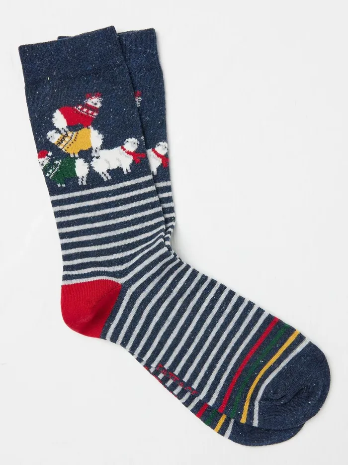 Men Socks Fat Face Navy Ram Tower Socks 1 Pack