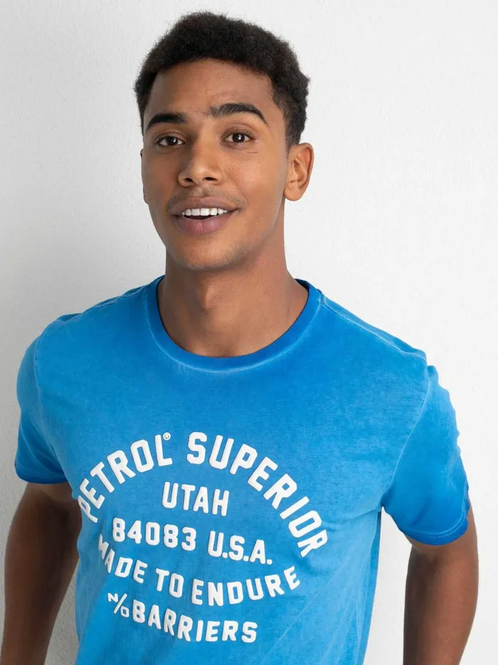 Men TShirts Petrol Industries Summery TShirt Electric Blue